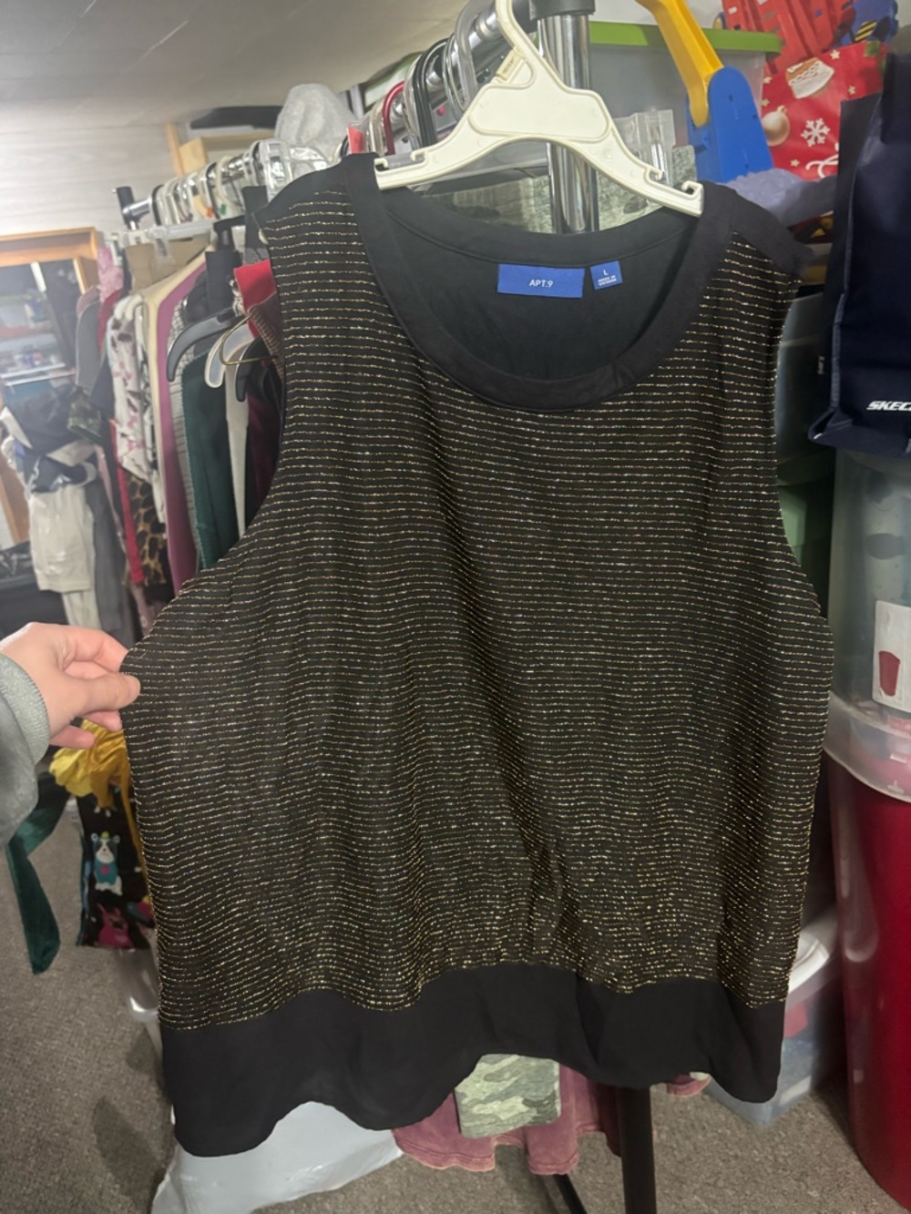 Apt. 9 Black Top with Gold Metallic Threading